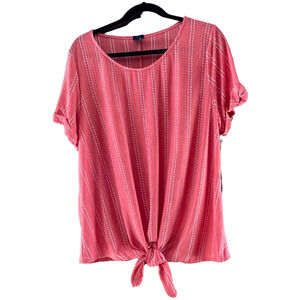 W5 Coral Swiss Dot Tie Knot Front Top Plus Size 3X